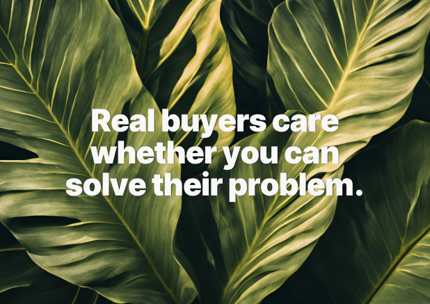 Real buyers care whether you can solve their problem.